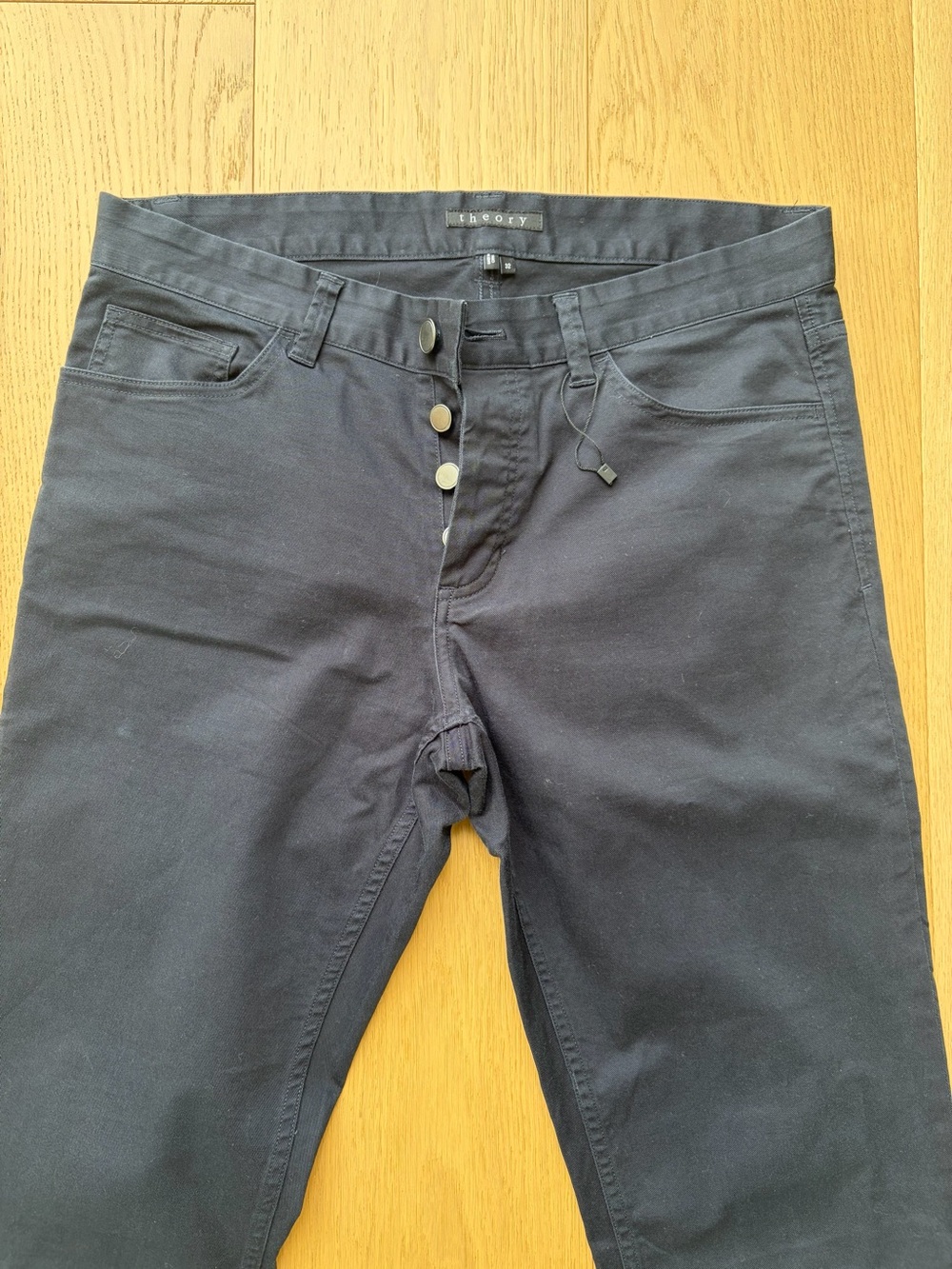 Theory Navy Button-Fly Slim 5-pocket Pants